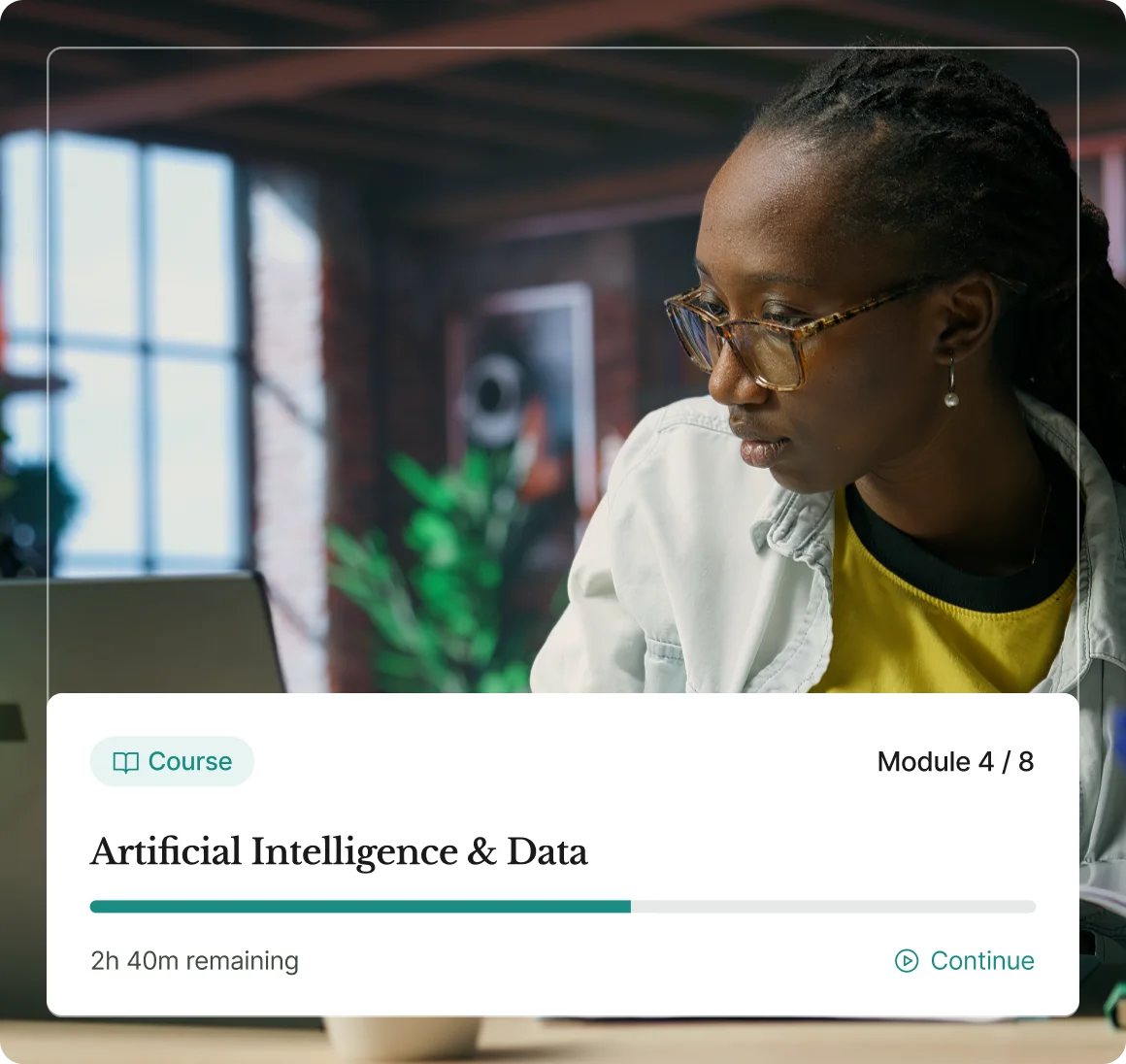 A learner progressing through an artificial intelligence and data course