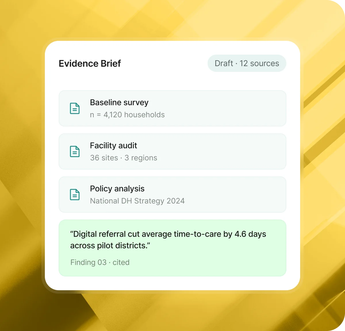 Digital health evidence brief dashboard
