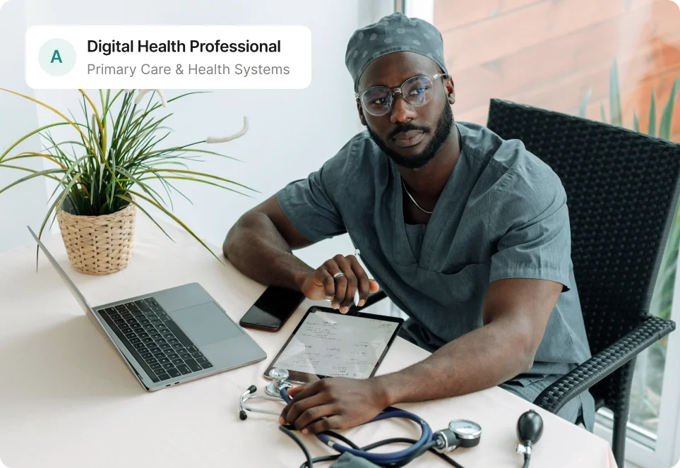 Digital health professional working with clinical technology